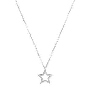 Etsy Tales in Gold Tiny Gold Star Charm Necklace, 14K / 40cm (15.74") White Gold